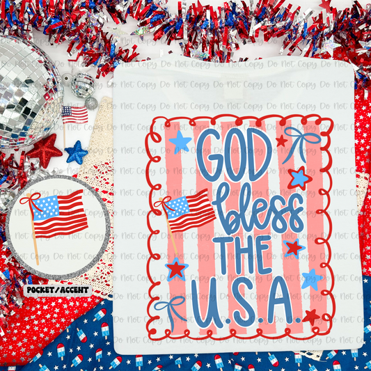 COQUETTE GOD BLESS THE USA - FRONT+BACK - COMPLETED TEE