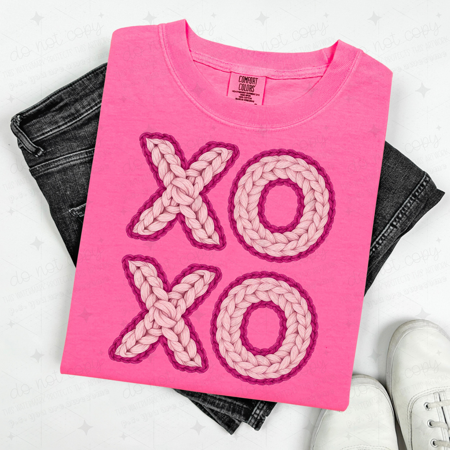 PINK XO XO - FAUX YARN - DTF TRANSFER
