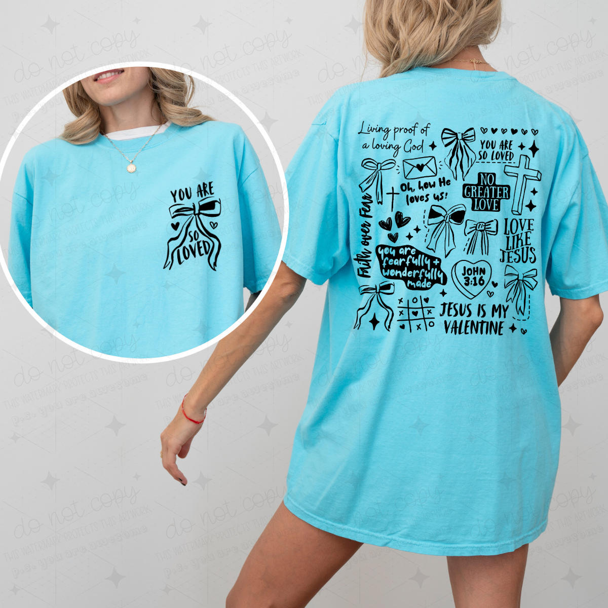 COQUETTE YOU ARE SO LOVED - BLACK TEXT - FRONT+BACK - DTF TRANSFER