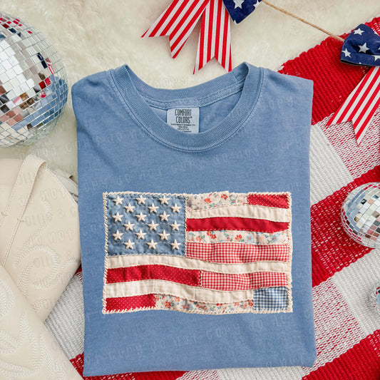 FAUX PATCHWORK VIRAL FLAG  - DTF TRANSFER