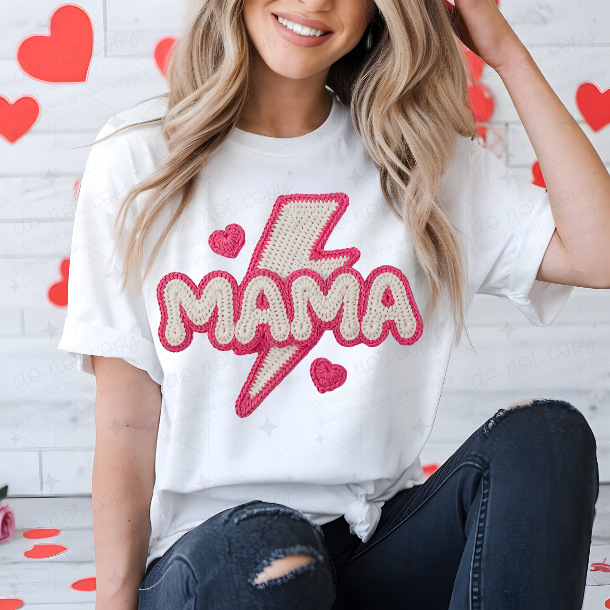 LIGHTNING BOLT MAMA - FAUX YARN - DTF TRANSFER