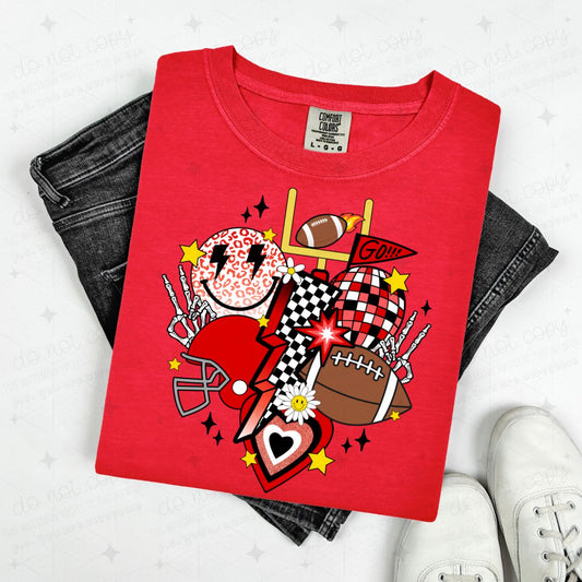 RETRO FOOTBALL - RED/BLACK - DTF TRANSFER