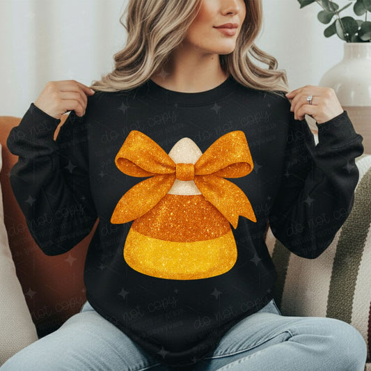 COQUETTE CANDY CORN - FAUX GLITTER - COMPLETED TEE