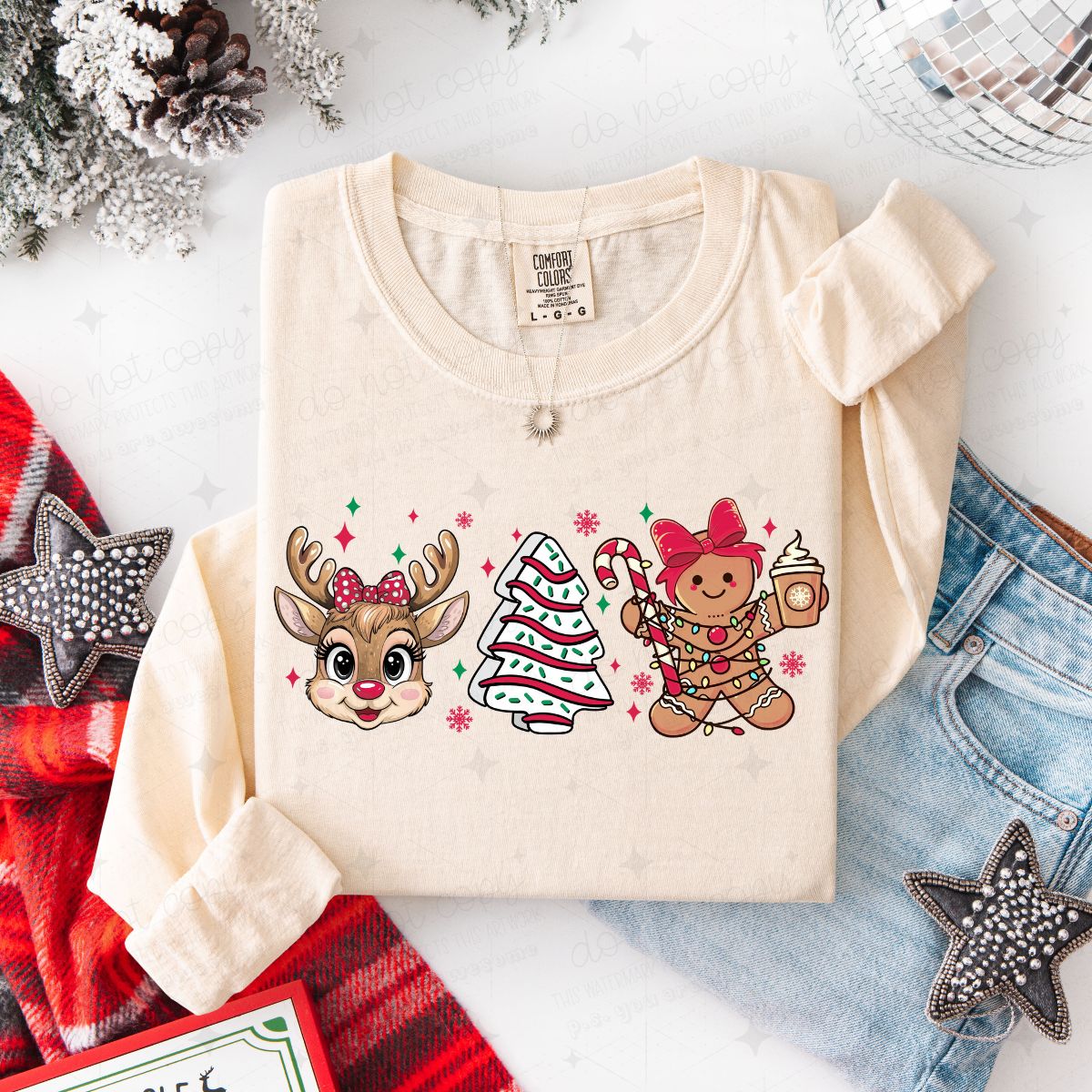 COQUETTE GIRL CHRISTMAS DOODLE - DTF TRANSFER