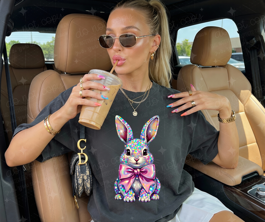 SPARKLE BUNY WITH BOW - DTF TRANSFER