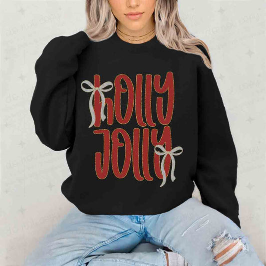 COQUETTE HOLLY JOLLY - FAUX GLITTER - DTF TRANSFER