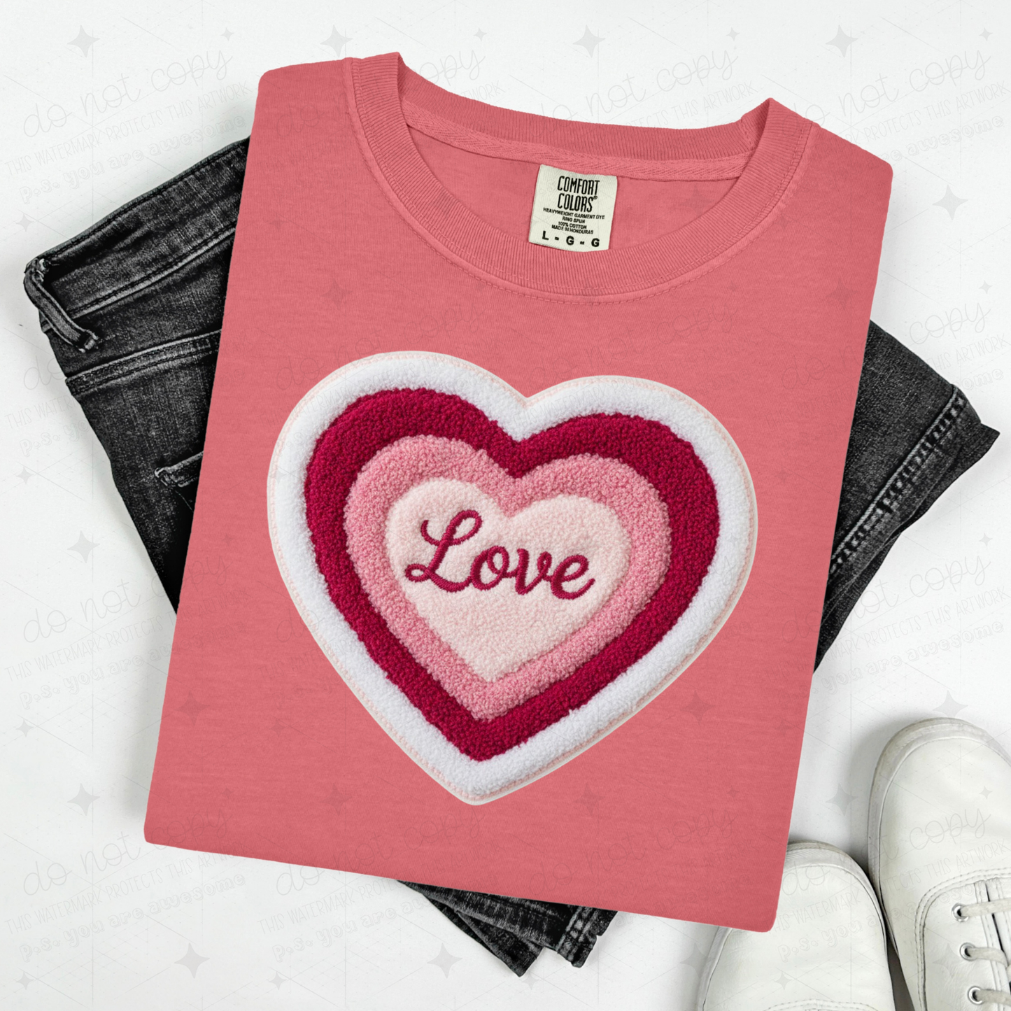 DARK COLORED HEART LOVE - FAUX YARN - DTF TRANSFER