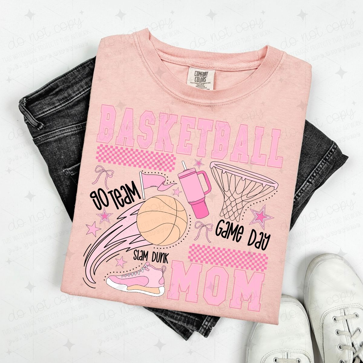 COQUETTE BASKETBALL MOM - BLACK TEXT - DTF TRANSFER