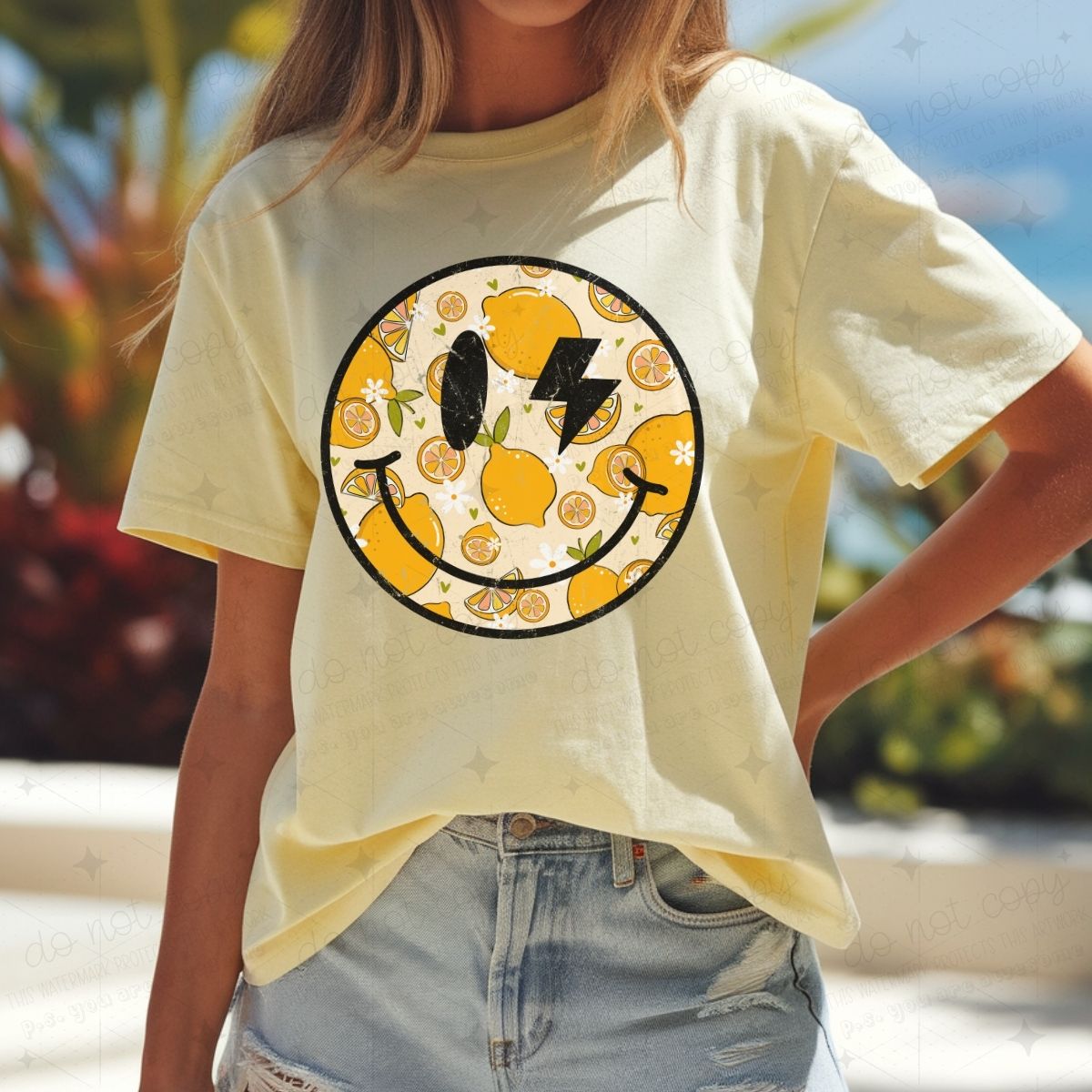 LEMON SMILEY FACE - DTF TRANSFER