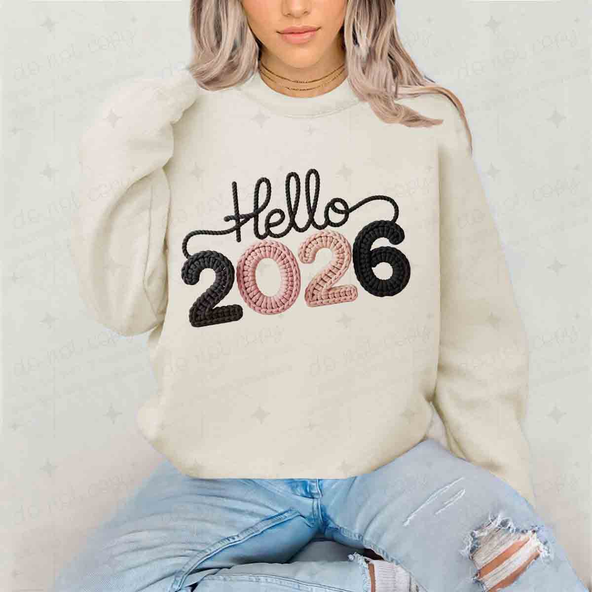 HELLO 2026 - FAUX YARN - DTF TRANSFER