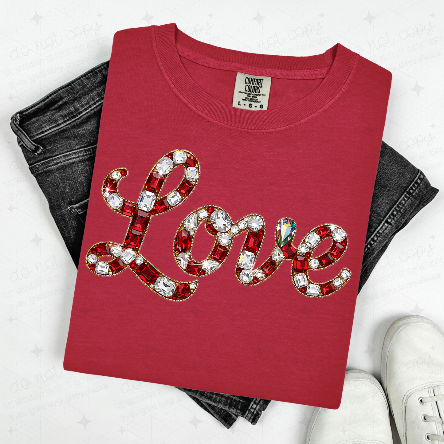 BLING LOVE - FAUX RHINESTONES - DTF TRANSFER