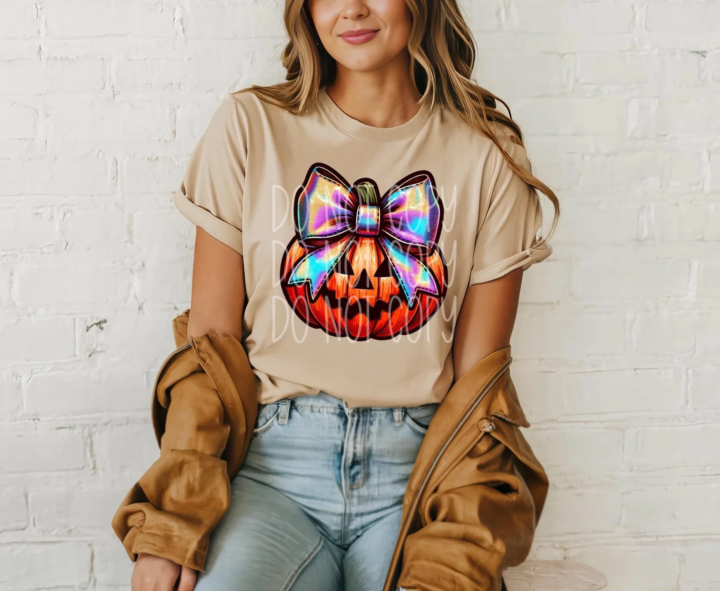 Pumpkin Bow completed tee