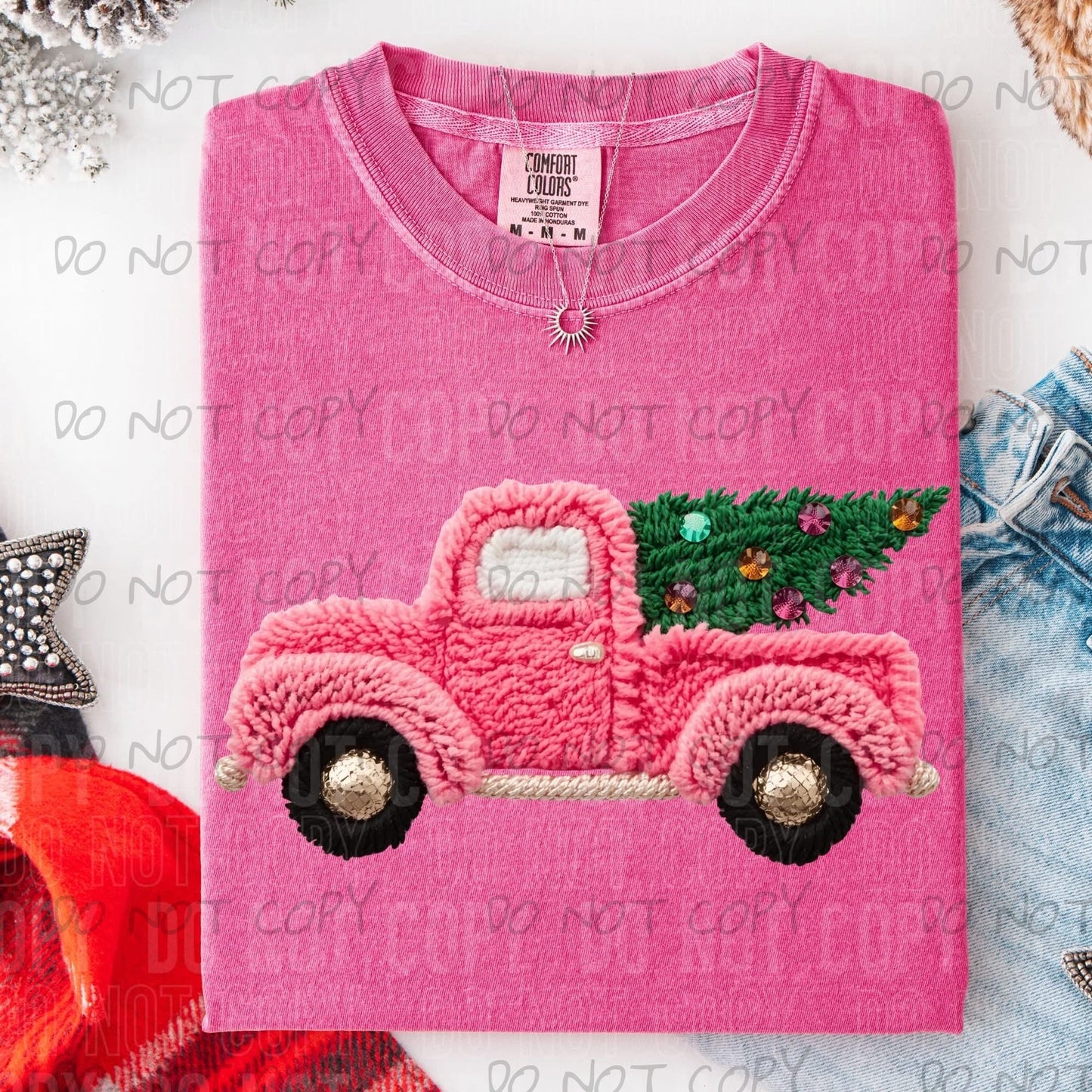 PINK CHRISTMAS TRUCK YARN - DTF TRANSFER