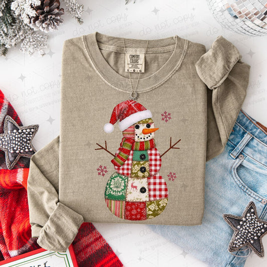 PATCHWORK SNOWMAN - DTF TRANSFER