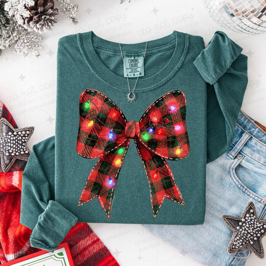 COQUETTE CHRISTMAS LIGHTS BOW - DTF TRANSFER