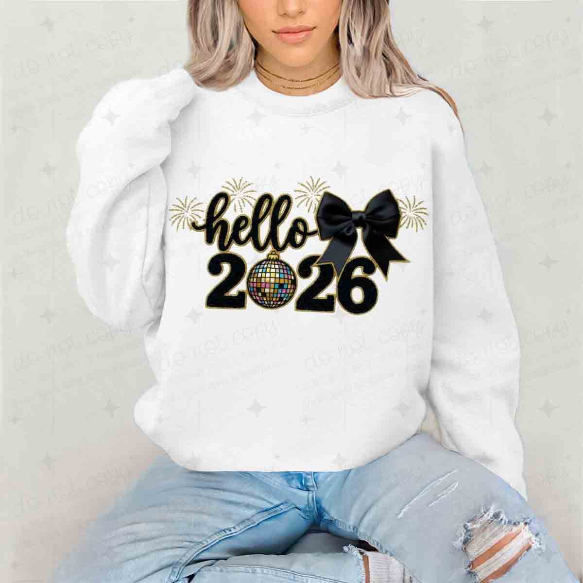 COQUETTE HELLO 2026 - MULTICOLOR DISCO BALL - DTF TRANSFER