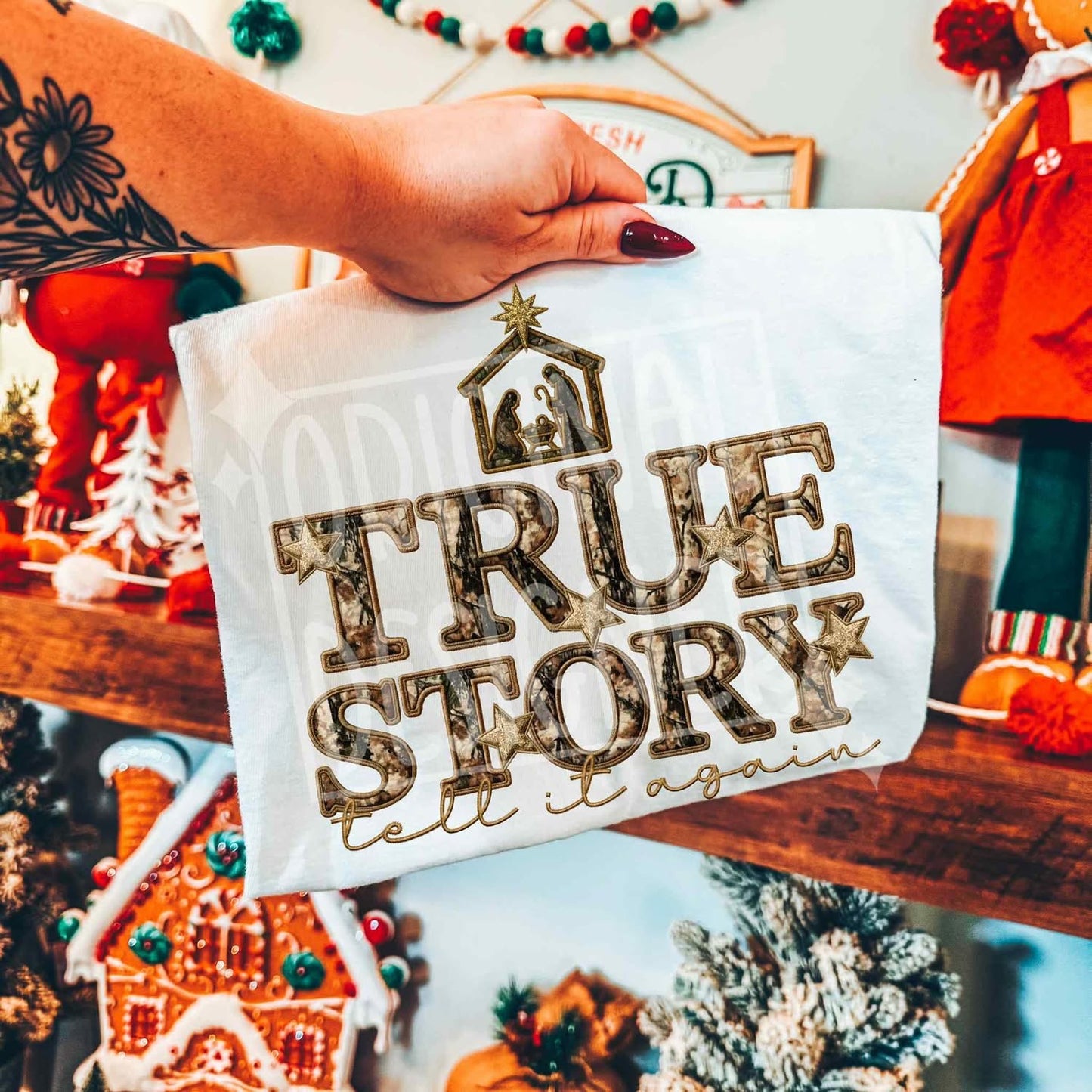 TRUE STORY CAMO - FAUX EMBROIDERY - DTF TRANSFER
