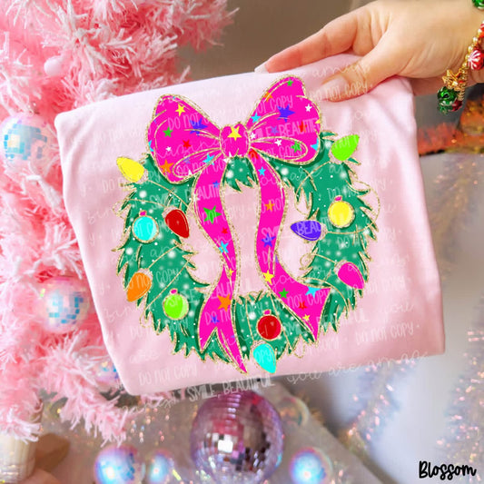 CHRISTMAS WREATH GLITTER - DTF TRANSFER