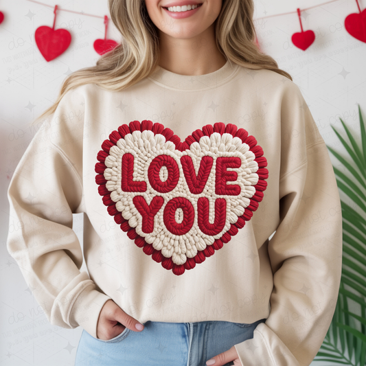LOVE YOU HEART - FAUX YARN - DTF TRANSFER