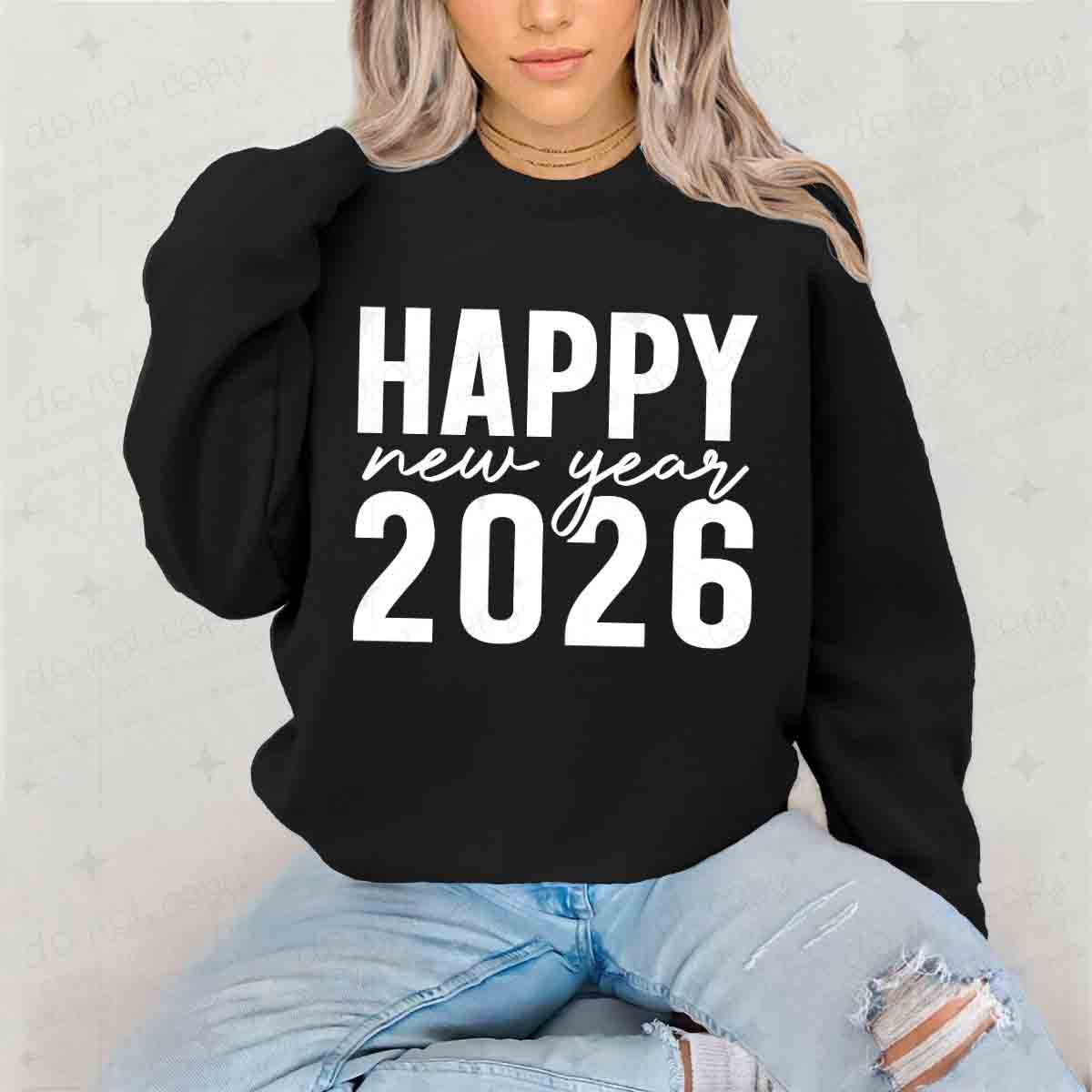 HAPPY NEW YEAR 2026- WHITE TEXT - DTF TRANSFER