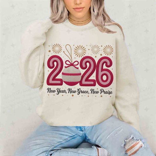 COQUETTE 2026 NEW YEAR NEW GRACE NEW PRAISE - FAUX YARN - DTF TRANSFER