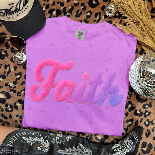 FAITH - FAUX FUZZY - COMPLETED TEE