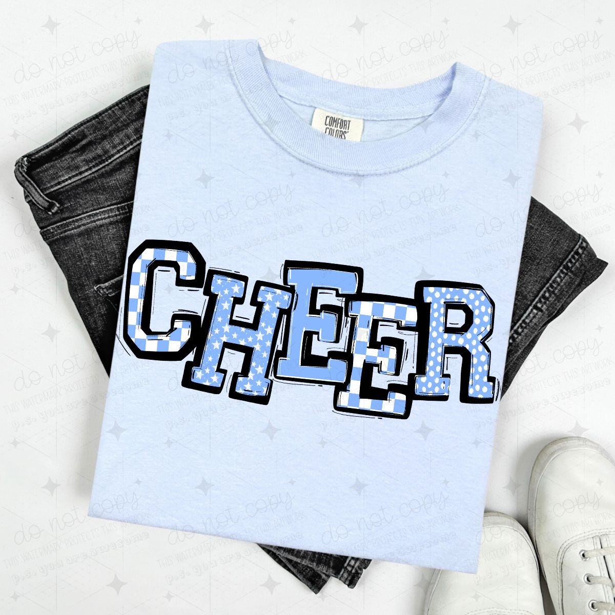 CHEER - COLUMBIA BLUE - DTF TRANSFER