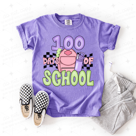 100 DAYS OF SCHOOL - PURPLE AND GREEN - DTF TRANSFER
