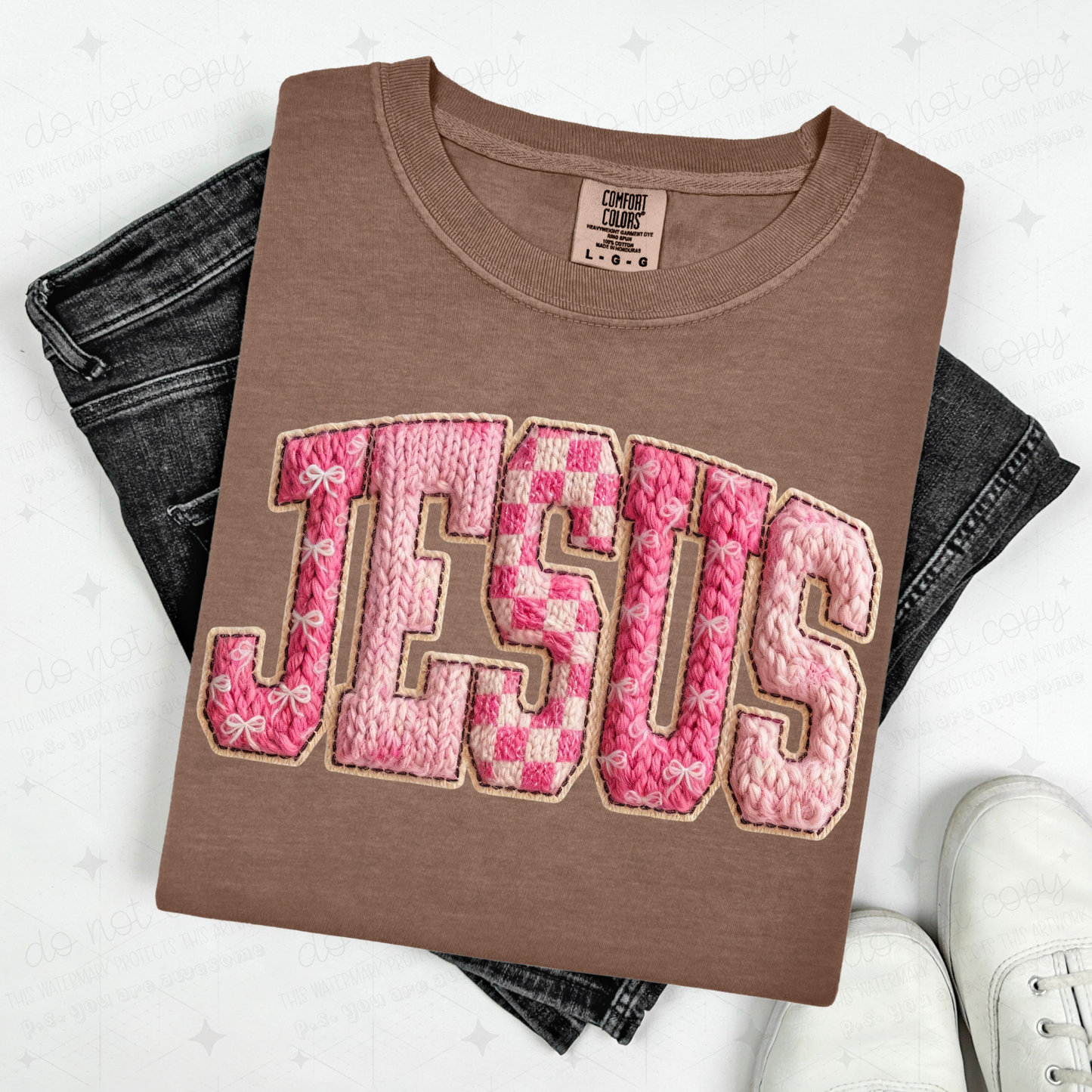 COQUETTE JESUS - FAUX YARN - DTF TRANSFER