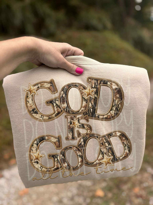 GOD IS GOOD CAMO - FAUX EMBROIDERY - DTF TRANSFER