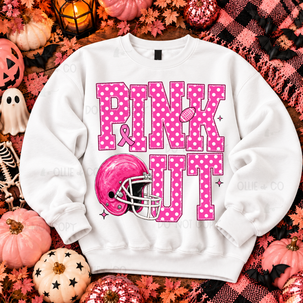 PINK OUT POLKA DOT AND HELMET - DTF TRANSFER