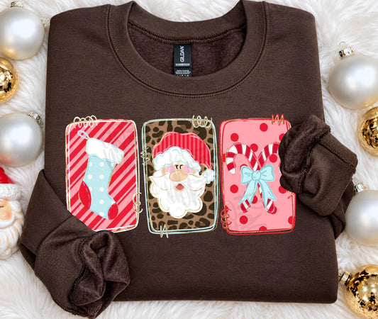 STOCKING SANTA CANDY CANE TRIO - DTF TRANSFER