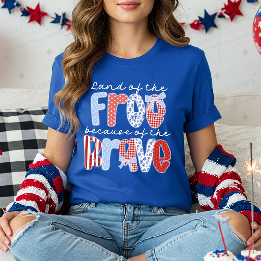 COQUETTE LAND OF THE FREE BECAUSE OF THE BRAVE - COMPLETED TEE