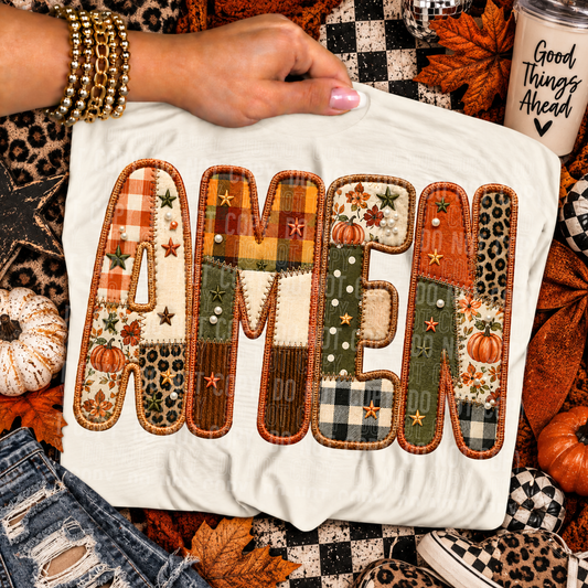 AMEN FALL - FAUX EMBROIDERY - DTF TRANSFER