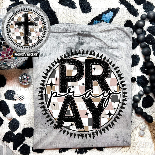 Pray checkered circle- front & back