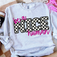 BE A NICE HUMAN CHECKERED & PINK - FAUX EMBROIDERY - DTF TRANSFER