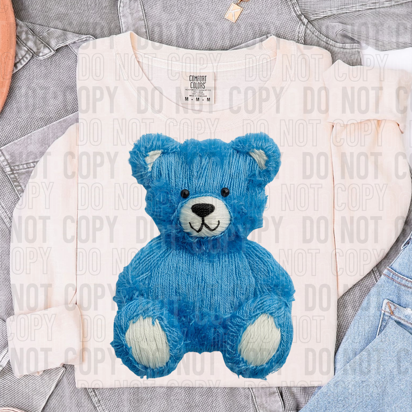 BLUE BEAR FAUX YARN - DTF TRANSFER