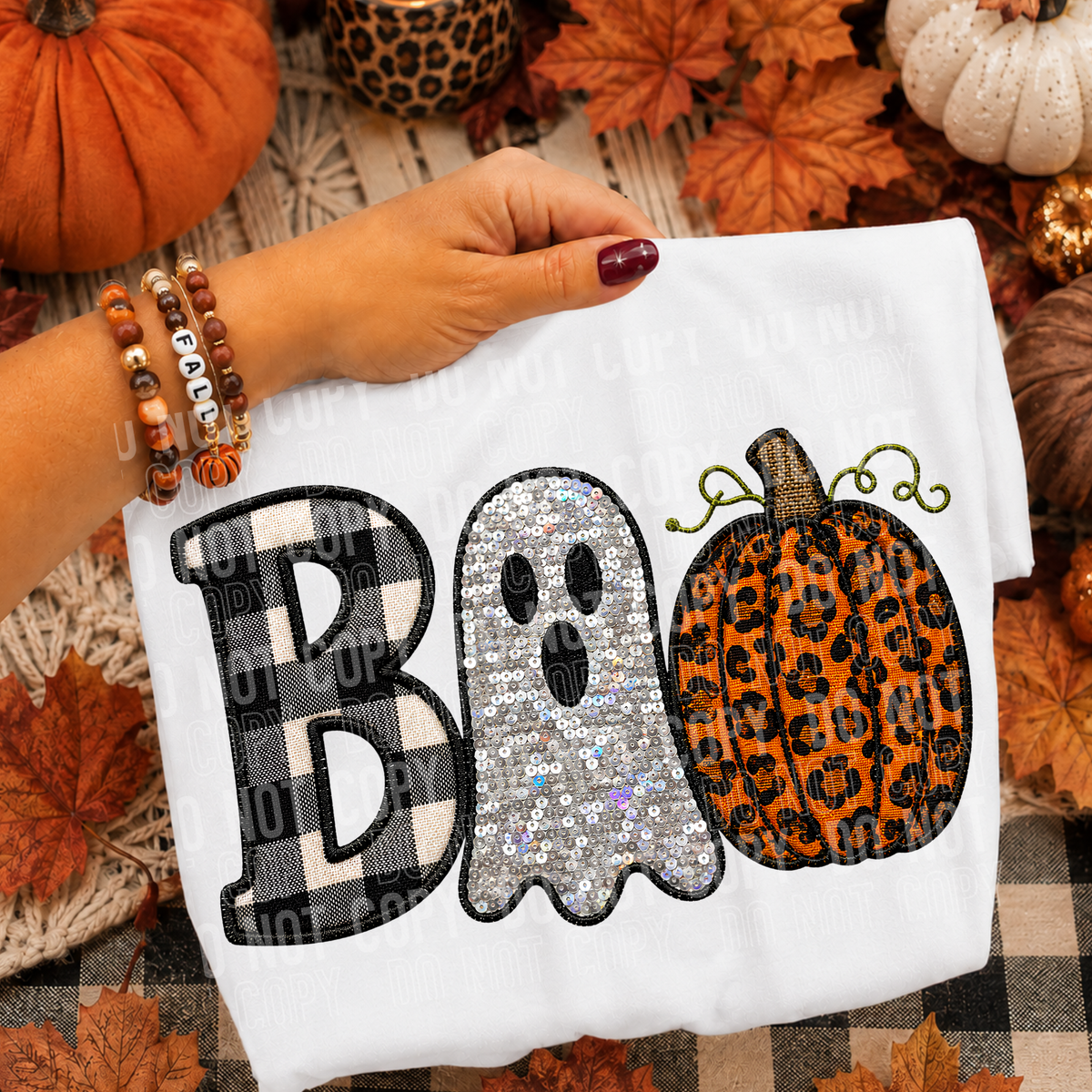 BOO GHOST PUMPKIN - FAUX SEQUIN - DTF TRANSFER