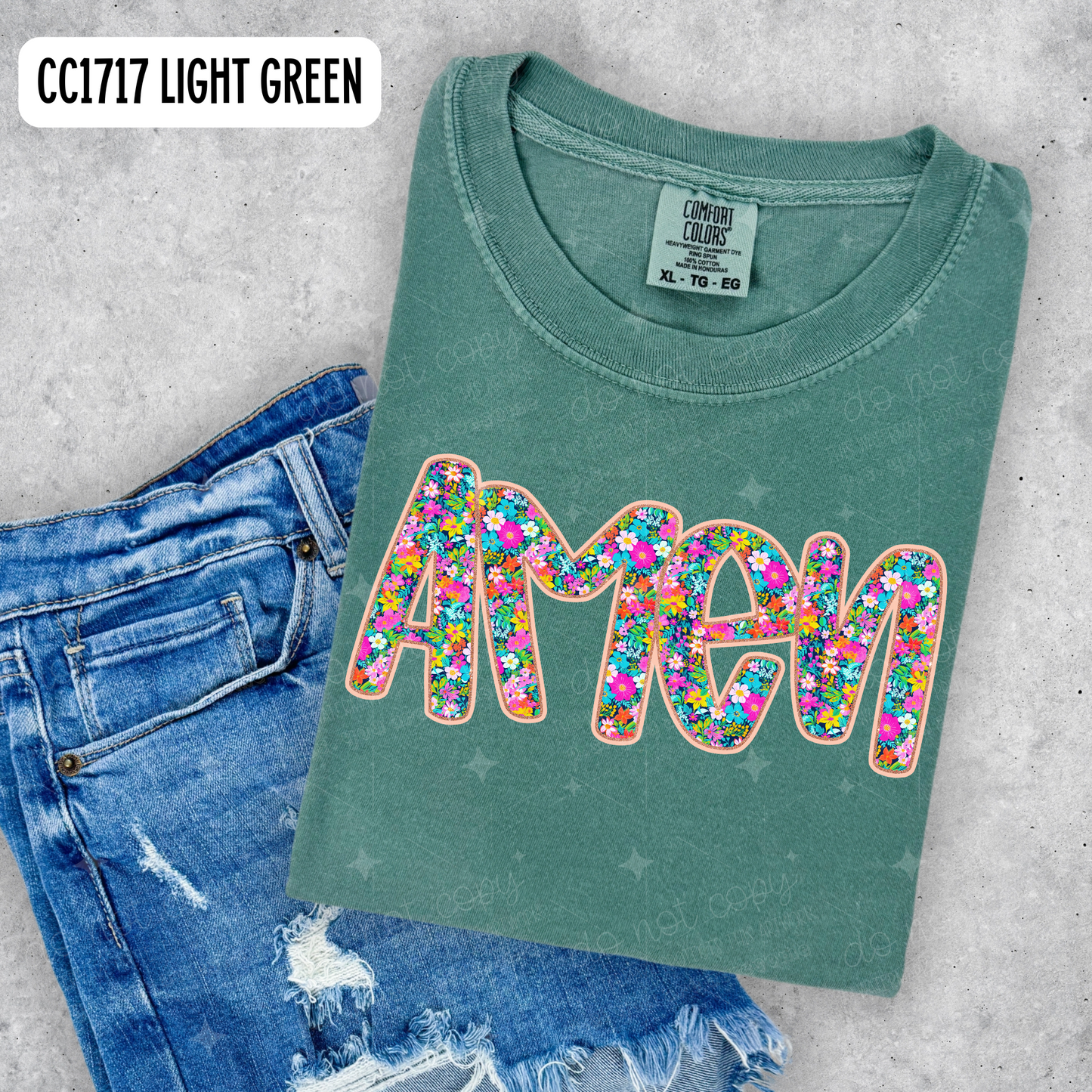 FLORAL GLITTER AMEN - DTF TRANSFER