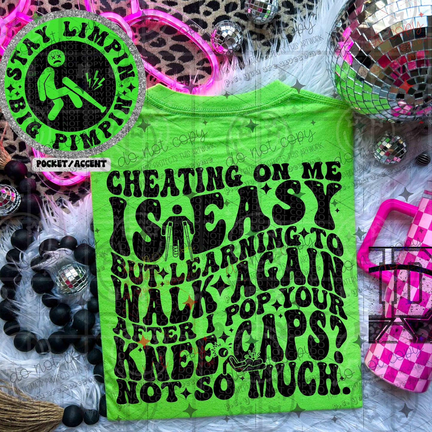 CHEATING IS EASY BUT - FRONT+BACK - DTF TRANSFER