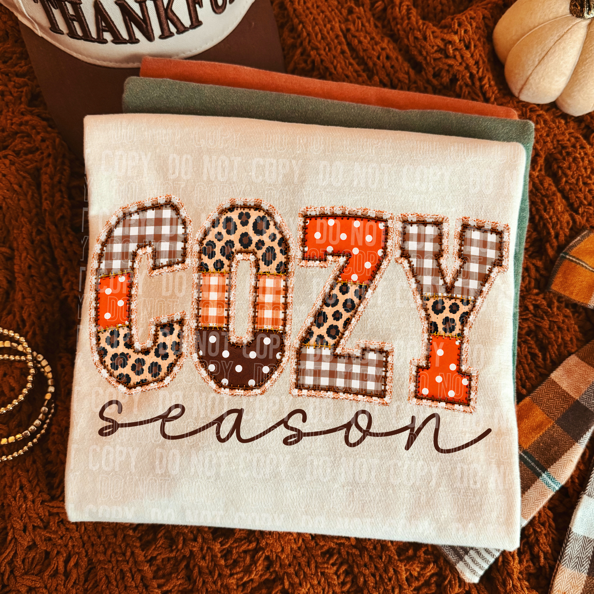 COZY SEASON - FAUX PATCHWORK - DTF TRANSFER