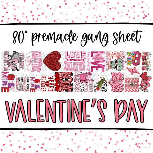 Valentine's Day premade Gang Sheet 22x80