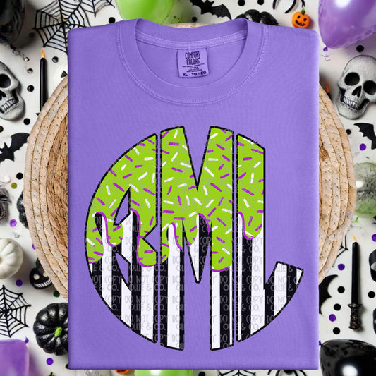 Ice Cream Drip Halloween Monogram