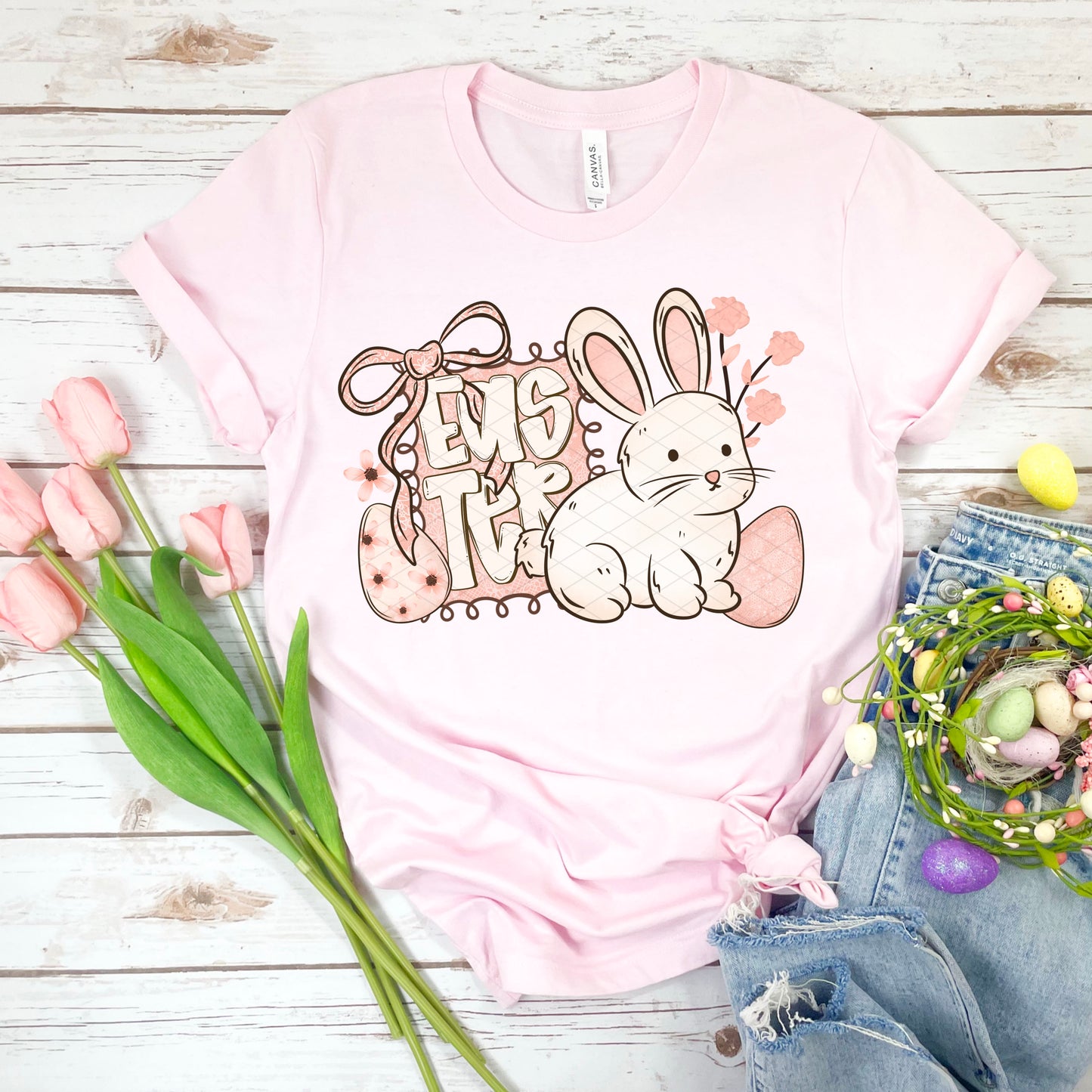 EASTER BOW AND RABBIT - DTF TRANSFER