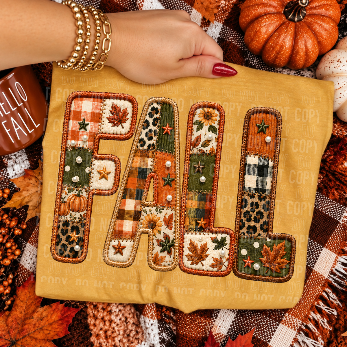 FALL PATCH - FAUX EMBROIDERY - DTF TRANSFER