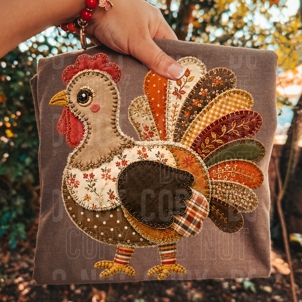 FALL TURKEY - FAUX PATCHWORK - DTF TRANSFER