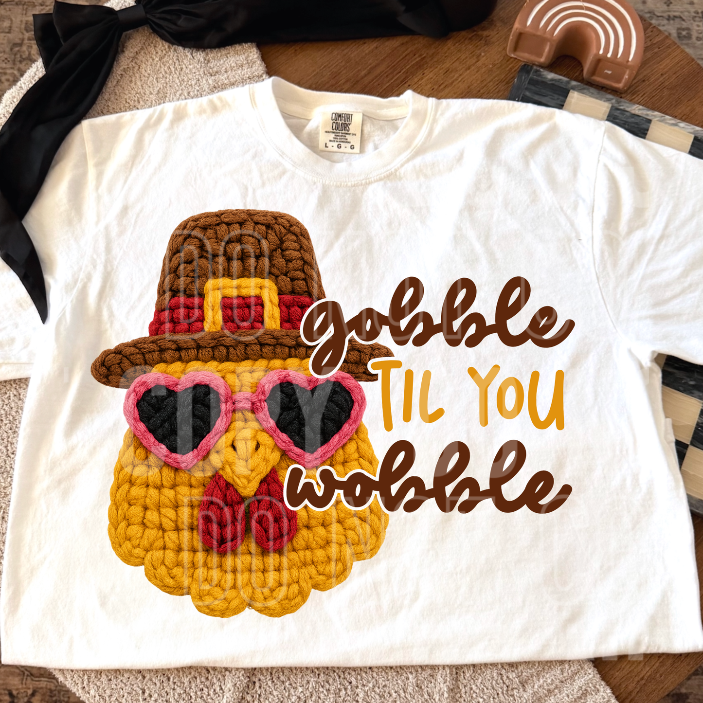 GOBBLE TIL YOU WOBBLE - FAUX YARN - DTF TRANSFER