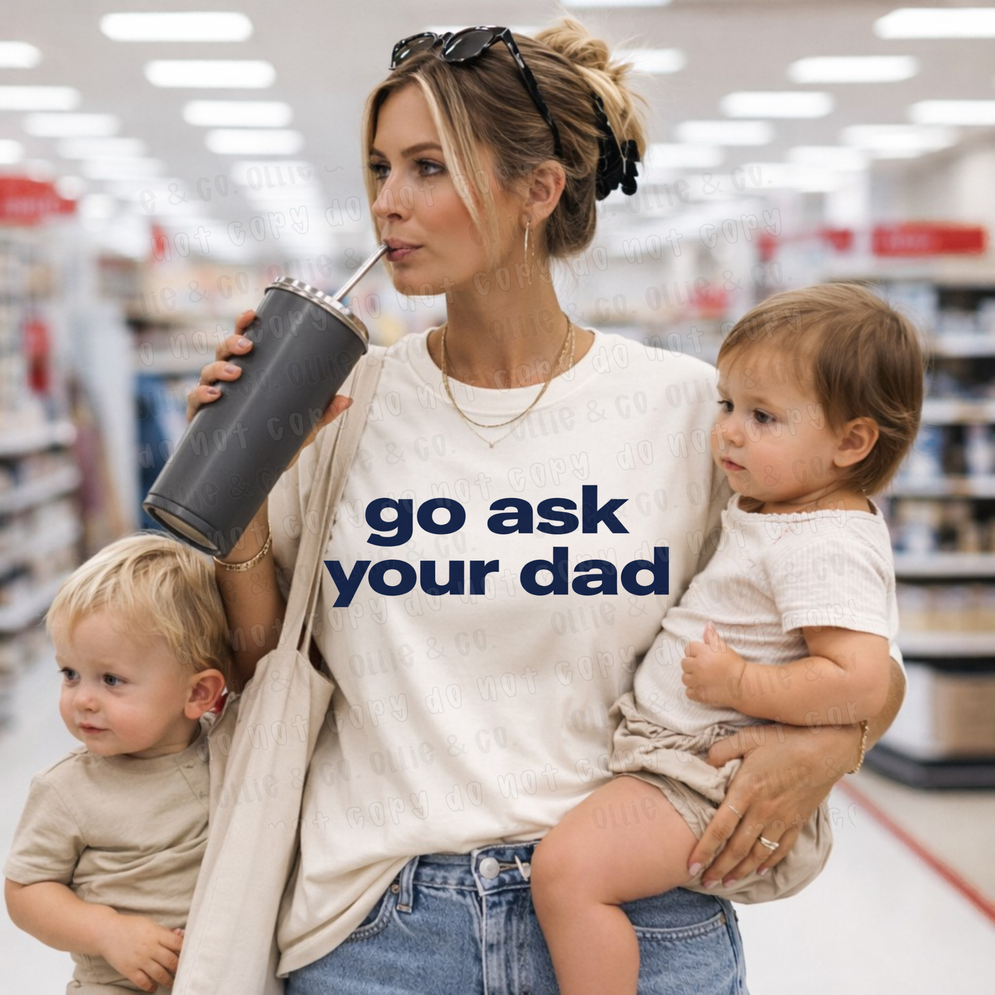 GO ASK YOUR DAD NAVY  - DTF TRANSFER