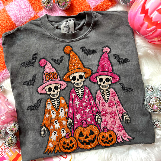 HALLOWEEN SKELLIES - FAUX SEQUIN - DTF TRANSFER
