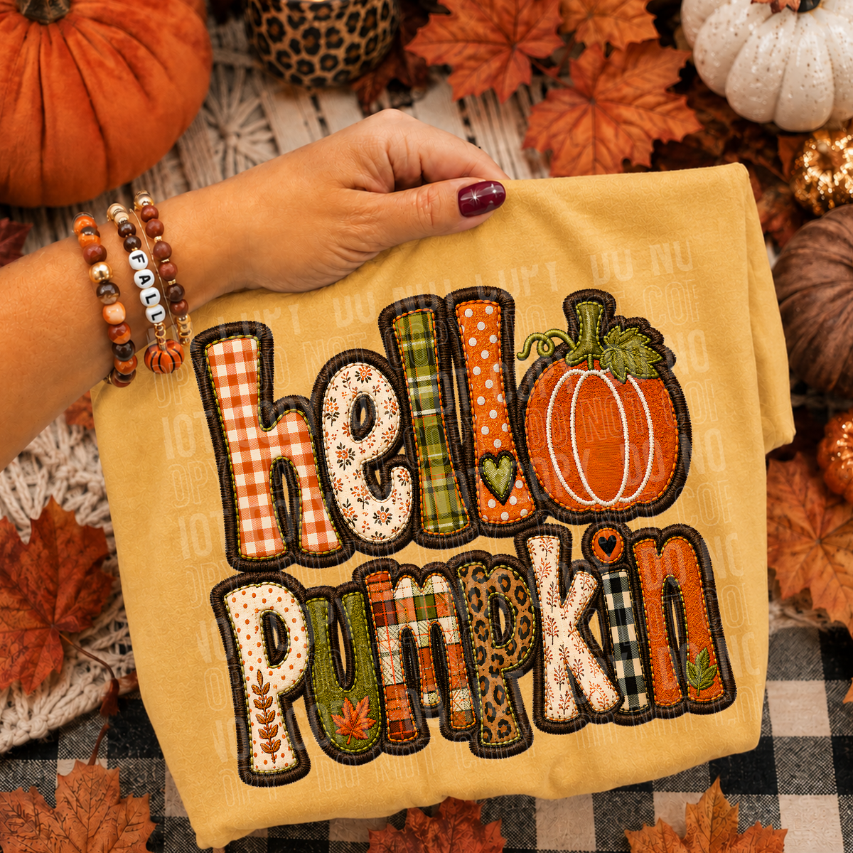 HELLO PUMPKIN - FAUX EMBROIDERY - DTF TRANSFER
